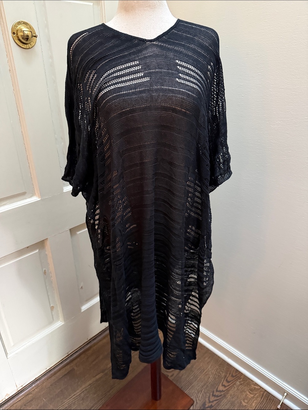 Sheer Black Knit Tunic Cover-Up
